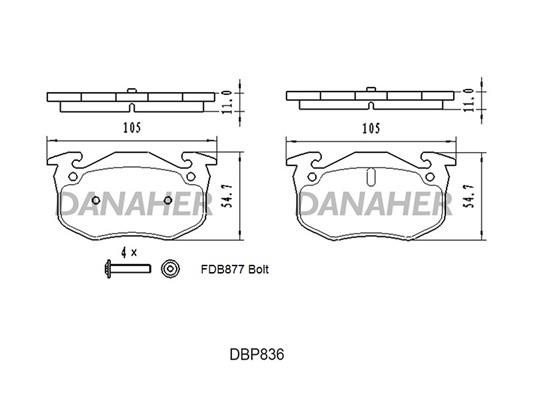 Danaher DBP836 Brake Pad Set, disc brake DBP836