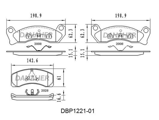 Danaher DBP1221-01 Brake Pad Set, disc brake DBP122101