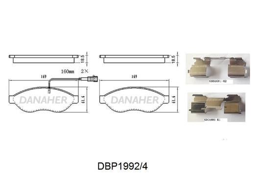 Danaher DBP1992/4 Brake Pad Set, disc brake DBP19924