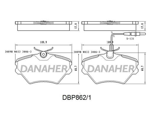 Danaher DBP862/1 Brake Pad Set, disc brake DBP8621