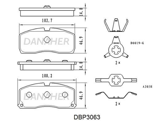 Danaher DBP3063 Brake Pad Set, disc brake DBP3063