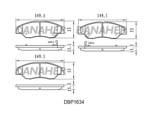 Danaher DBP1634 Brake Pad Set, disc brake DBP1634