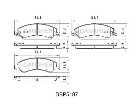 Danaher DBP5187 Brake Pad Set, disc brake DBP5187