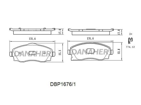 Danaher DBP1676/1 Brake Pad Set, disc brake DBP16761