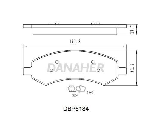 Danaher DBP5184 Brake Pad Set, disc brake DBP5184