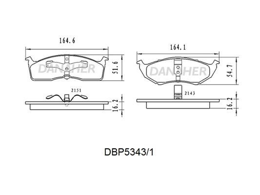 Danaher DBP5343/1 Front disc brake pads, set DBP53431