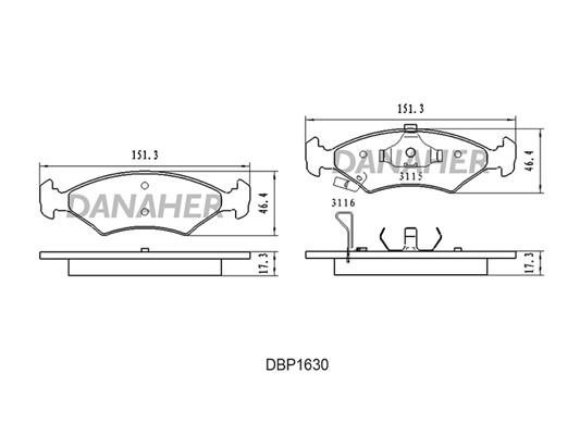 Danaher DBP1630 Brake Pad Set, disc brake DBP1630