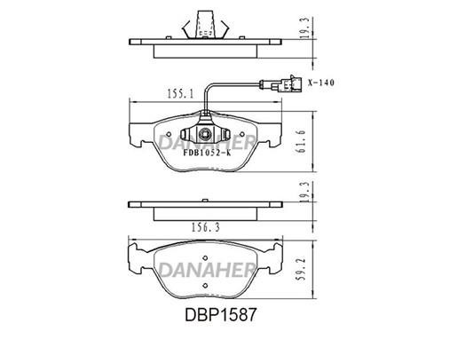 Danaher DBP1587 Brake Pad Set, disc brake DBP1587