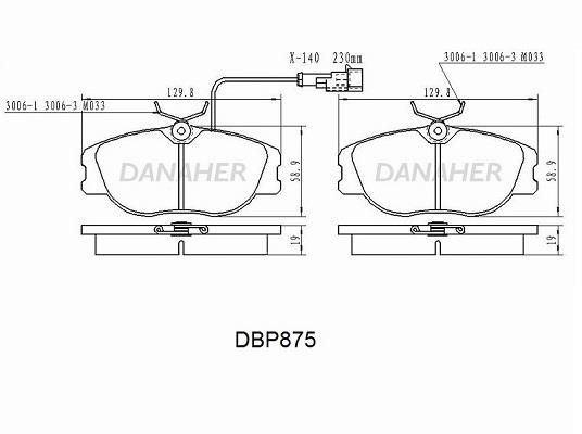 Danaher DBP875 Brake Pad Set, disc brake DBP875
