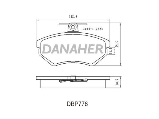 Danaher DBP778 Brake Pad Set, disc brake DBP778