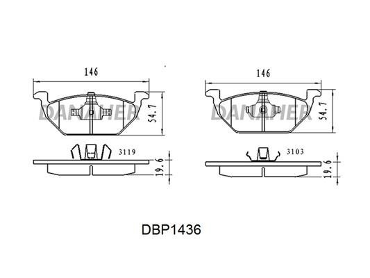 Danaher DBP1436 Brake Pad Set, disc brake DBP1436