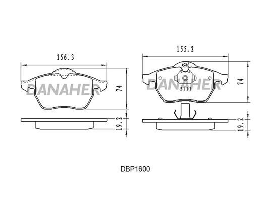 Danaher DBP1600 Brake Pad Set, disc brake DBP1600