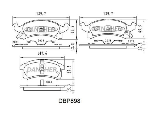 Danaher DBP898 Brake Pad Set, disc brake DBP898
