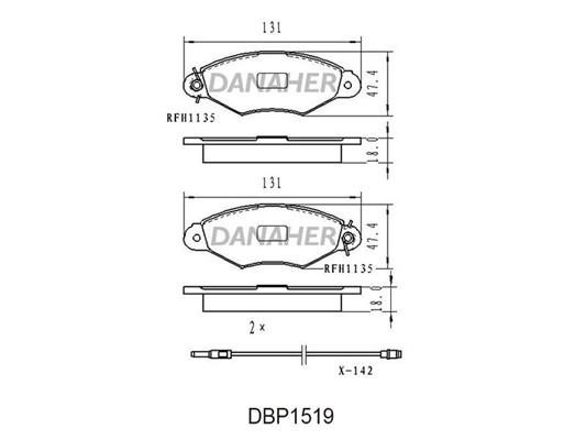 Danaher DBP1519 Brake Pad Set, disc brake DBP1519