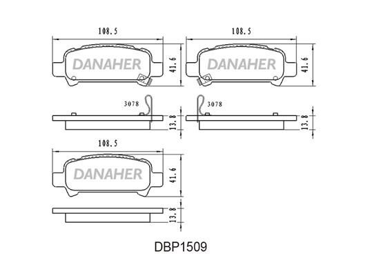 Danaher DBP1509 Brake Pad Set, disc brake DBP1509