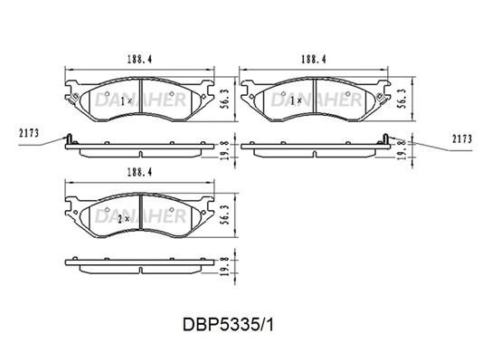 Danaher DBP5335/1 Front disc brake pads, set DBP53351