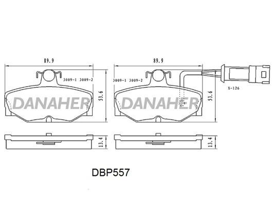 Danaher DBP557 Brake Pad Set, disc brake DBP557