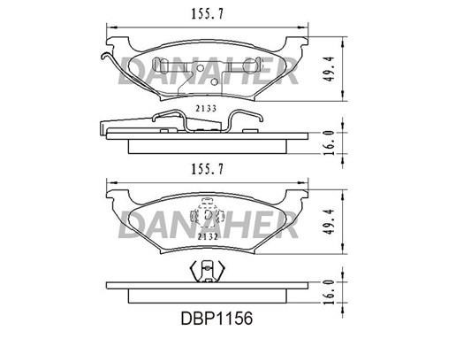 Danaher DBP1156 Brake Pad Set, disc brake DBP1156