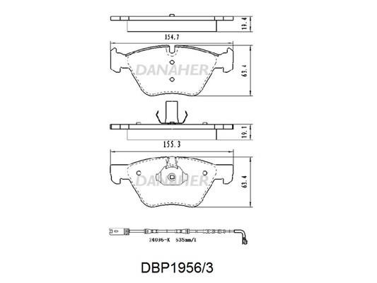 Danaher DBP1956/3 Brake Pad Set, disc brake DBP19563