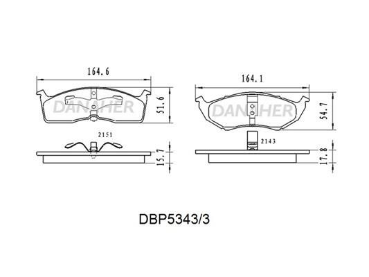 Danaher DBP5343/3 Rear disc brake pads, set DBP53433