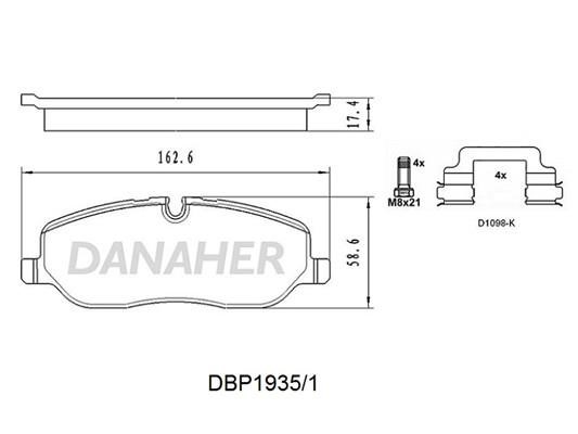 Danaher DBP1935/1 Brake Pad Set, disc brake DBP19351