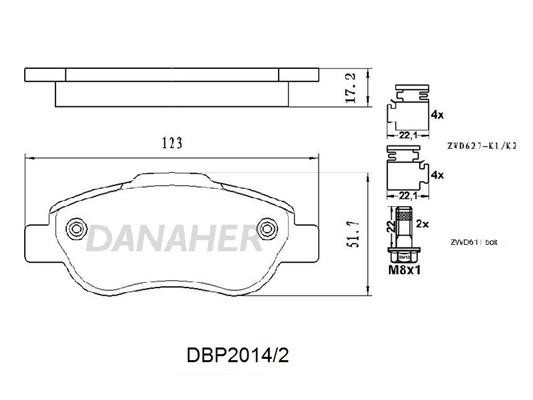 Danaher DBP2014/2 Front disc brake pads, set DBP20142