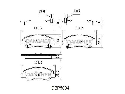 Danaher DBP5004 Brake Pad Set, disc brake DBP5004