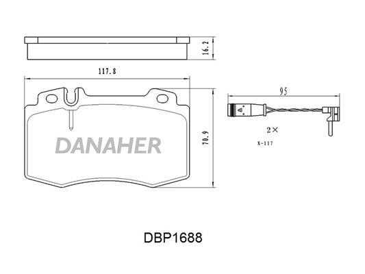 Danaher DBP1688 Brake Pad Set, disc brake DBP1688
