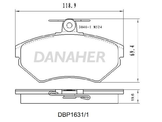Danaher DBP1631/1 Brake Pad Set, disc brake DBP16311