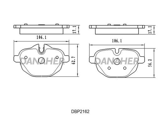 Danaher DBP2162 Brake Pad Set, disc brake DBP2162