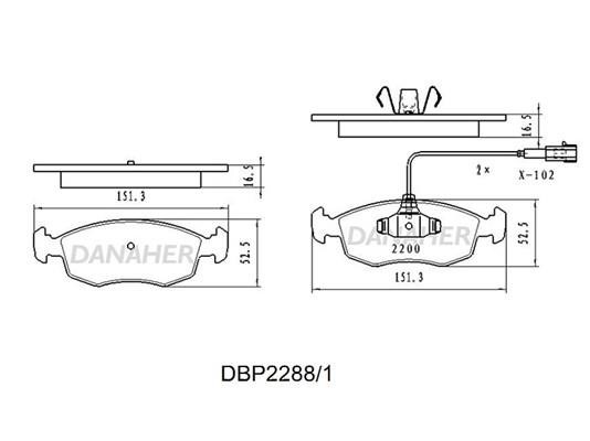 Danaher DBP2288/1 Brake Pad Set, disc brake DBP22881