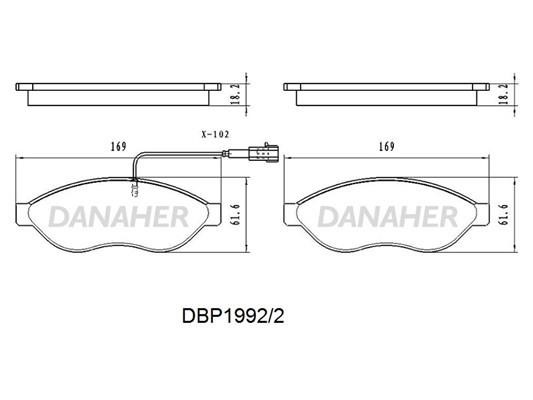 Danaher DBP1992/2 Brake Pad Set, disc brake DBP19922