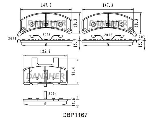 Danaher DBP1167 Brake Pad Set, disc brake DBP1167