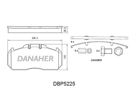 Danaher DBP5225 Front disc brake pads, set DBP5225