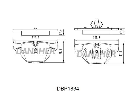 Danaher DBP1834 Brake Pad Set, disc brake DBP1834