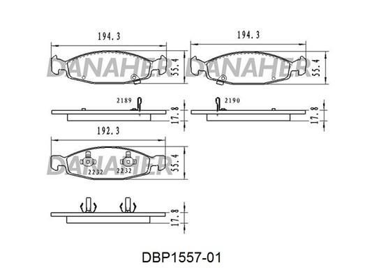 Danaher DBP1557-01 Brake Pad Set, disc brake DBP155701