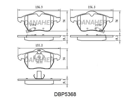 Danaher DBP5368 Front disc brake pads, set DBP5368