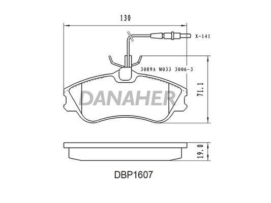 Danaher DBP1607 Brake Pad Set, disc brake DBP1607