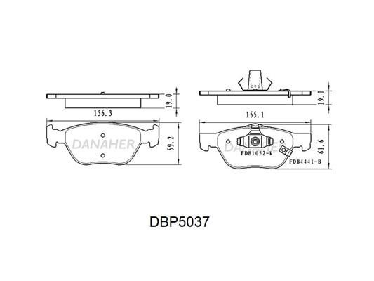 Danaher DBP5037 Front disc brake pads, set DBP5037