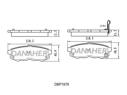 Danaher DBP1978 Brake Pad Set, disc brake DBP1978