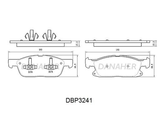 Danaher DBP3241 Brake Pad Set, disc brake DBP3241