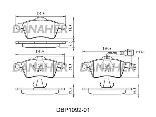 Danaher DBP1092-01 Brake Pad Set, disc brake DBP109201