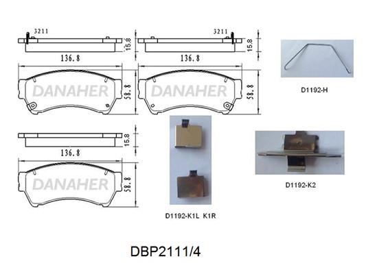 Danaher DBP2111/4 Brake Pad Set, disc brake DBP21114