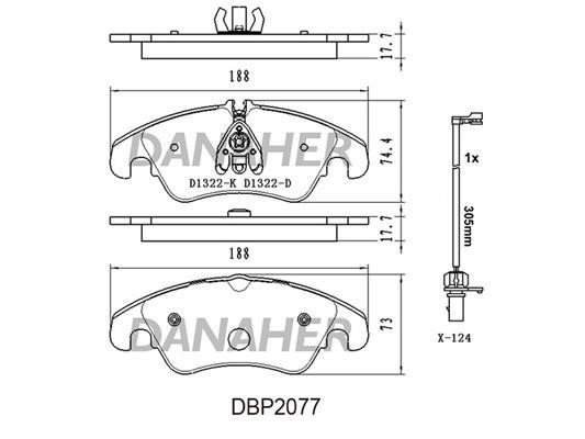 Danaher DBP2077 Brake Pad Set, disc brake DBP2077