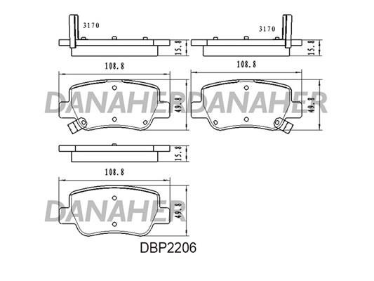 Danaher DBP2206 Brake Pad Set, disc brake DBP2206