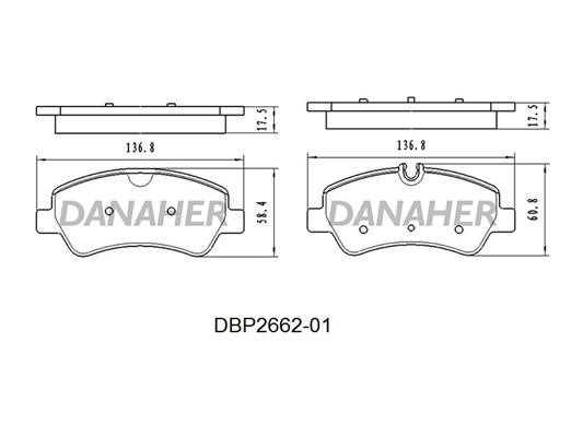Danaher DBP2662-01 Brake Pad Set, disc brake DBP266201