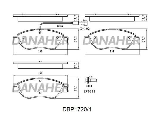 Danaher DBP1720/1 Brake Pad Set, disc brake DBP17201