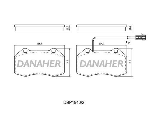 Danaher DBP1940/2 Brake Pad Set, disc brake DBP19402