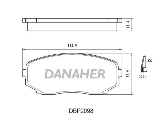 Danaher DBP2098 Brake Pad Set, disc brake DBP2098