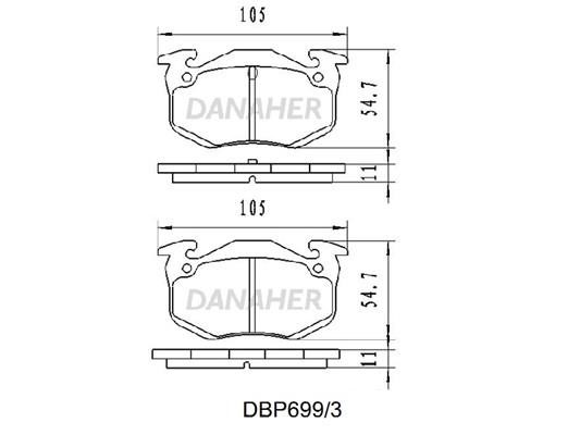 Danaher DBP699/3 Brake Pad Set, disc brake DBP6993